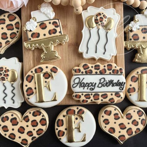 Leopard Cookies, Birthday Cookies, Custom Cookies, Decorated Cookies, Sugar Cookies Decorated, Royal Icing, Cake Cookies, Cookie Decorating, Sugar Cookies