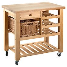 Buy Eddingtons Lambourn Wine Rack, Small Online at johnlewis.com Kitchen Trolley Design, Wooden Kitchen Storage, Kitchen Storage Trolley, Contemporary Style Kitchen, Natural Wood Kitchen, Kitchen Island On Wheels, Kitchen Wine Rack, Slatted Shelves, Kitchen Trolley