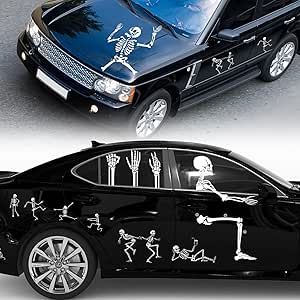 Cholemy Halloween Car Decals Halloween Decoration for Car Skeleton Car Stickers Holiday Automotive Decor Cute Car Accessories for Car Halloween Party Home Garage Door Decor, 9 Sheet 56 Pcs Halloween Things To Do, Halloween Car Decorations, Giant Skeleton, Accessories For Car, Garage Door Decor, Car Bonnet, Halloween Things, Automotive Decor, Diy Fan