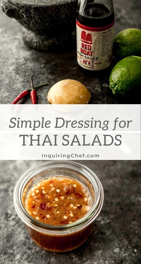 Elevate your salad game with this vibrant Thai-inspired dressing that bursts with flavor. Perfectly blending tangy lime, aromatic herbs, and a hint of chili, this zesty concoction will transform any bowl of greens into a refreshing culinary adventure. Ideal for those who crave a taste of Southeast Asia, this dressing is both easy to make and irresistibly delicious. Whether you're hosting a dinner party or simply spicing up your weekday meals, this dressing is sure to impress and satisfy. Thai Salad Dressing, Thai Beef Salad Recipe, Thai Salad Dressings, Awesome Salads, Pomelo Salad, Thai Salad Recipes, Diy Salad, Delicious Sauces, Glass Noodle Salad