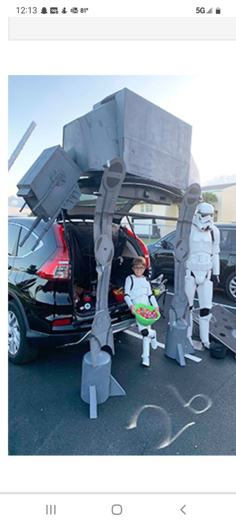 Star Wars Halloween Trunk Or Treat, Starwars Halloween Decor, Darth Vader Trunk Or Treat, Diy Star Wars Trunk Or Treat, Mandalorian Trunk Or Treat Ideas, Star Wars Halloween Decorations Outdoor, Star Wars Truck Or Treat, Star Wars Themed Trunk Or Treat, Trunk Or Treat Ideas Star Wars