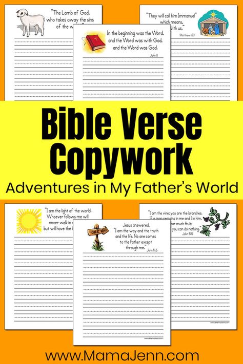 2nd Grade Copywork, 1st Grade Bible Curriculum, Bible Verse Copywork, Free Copywork, 2nd Grade Curriculum, Homeschool Copywork, Bible Homeschool, Bible Learning, Adventure Bible