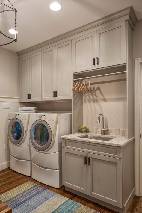 Laundry Room, Craft Room, & Mommy Office Remodel - Transitional - Laundry Room - Cincinnati - by Reusch Interior Design | Houzz Transitional Mudroom, Laundry Room Interior Design, Laundry Room Craft Room, Laundry Room Interior, Laundry Craft Rooms, Narrow Laundry, Transitional Laundry Room, Narrow Laundry Room, Laundry Room Designs