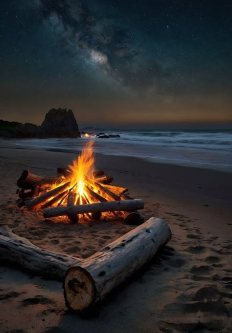 Summer Beach Camping Aesthetic, Campfire At Night, Camping Fire Aesthetic, Campfires Photography, Campfire Aesthetic, Beach Campfire, Calm Night, Beach Fire, Relaxing Nature