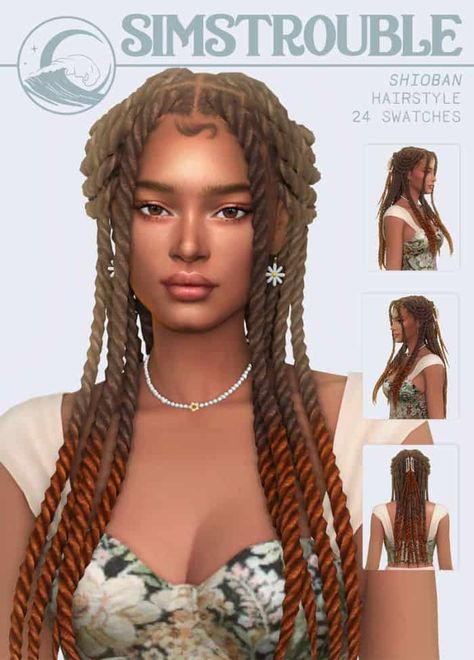 25+ Sims 4 Black Hair CC: Locs, Twists, Bantu Knots - We Want Mods Sims4 Locs Hair, Black Sims Cc Maxis Match, Sims 4 Black Braids Cc, Sims 4 Cc Hair Twists, Sims 4 Two Braids Cc, Sims 4 Cc Long Braided Hair, Curly Bun Sims 4 Cc, Indigenous Sims 4 Cc, The Sims 4 Braids Cc