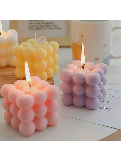 Valentine'S Day Scented Candle, Smokeless Aromatherapy Candle With Plant Essential Oil, Handmade, Home Decoration, Holiday Gift, Cube Shape | SHEIN USA Scented Candles Decor, Diy Scent, Candle Ornament, Diy Candles Scented, Silicone Candle Molds, Magic Cube, Decoration Photo, Salalah, Candle Party