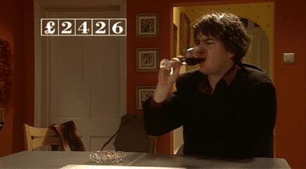 http://25.media.tumblr.com/tumblr_mc7jz47mrj1qa85ggo1_500.gif "Black Books"/Bernard & Manny Books Obsession, Tamsin Greig, Bernard Black, Dylan Moran, Spit Take, Coffee Gif, He Doesnt Care, Black Books, Irish Men