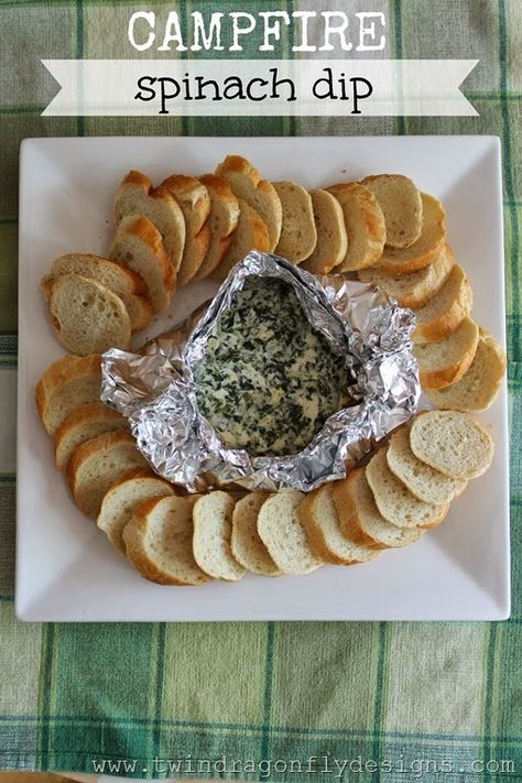 Camping recipes: Campfire Spinach Dip at Twin Dragonfly Designs | Cool Mom Picks Best Camping Meals, Camping Trailers, Retro Camping, Easy Camping Meals, Campfire Food, Campfire Cooking, Easy Camping, Spinach Dip, Camping Checklist