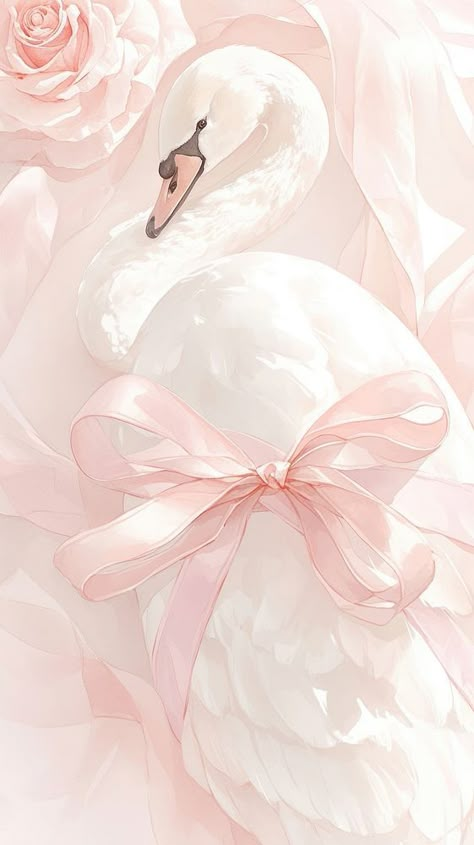 Pink Aesthetic Animals, Coquette Swan, Aesthetic Bird, Coquette Wallpapers, Swan Wallpaper, Dessert Wedding, Swan Wedding, Swan Love, Life In Pink