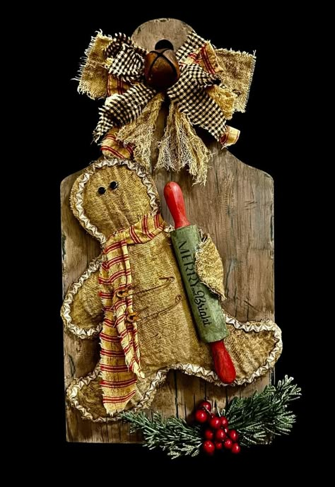 Dollar Tree Gingerbread Crafts Diy, Gingerbread Man Craft, Christmas Button Crafts, Primitive Gingerbread, Gingerbread Man Crafts, Gingerbread Kitchen, Christmas Fair Ideas, Primitive Country Christmas, Primitive Christmas Decorating