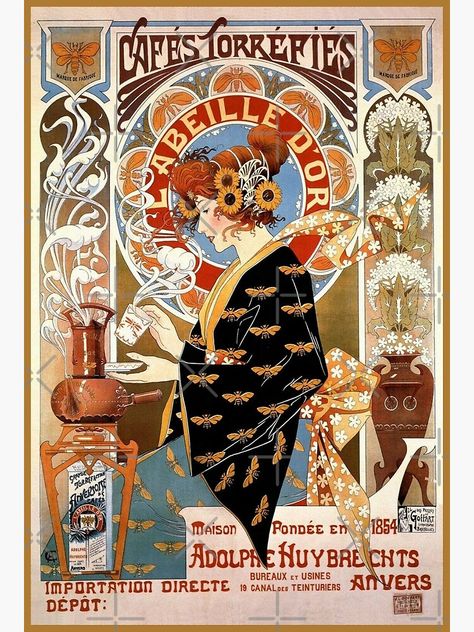 Illustration Design Graphique, Design Art Nouveau, American Breakfast, French Art Nouveau, Art Nouveau Poster, French Poster, Life Poster, Art Nouveau Design, Advertising Poster