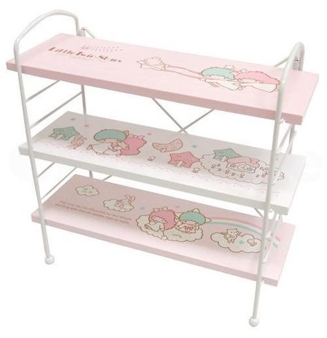 Sanrio Furniture, Kawaii Furniture, Kawaii Wall Decor, Miniature Shelf, Sanrio Room, Kawaii Room Ideas, Kawaii Decor, Sanrio Little Twin Stars, Hello Kitty Bedroom