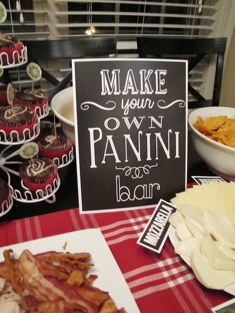 Make your own panini bar Panini Party, Panini Bar, Sandwich Buffet, Easy Holiday Party, Office Activities, Roast Beef Sandwich, Balsamic Onions, Motto Party, Panini Recipes