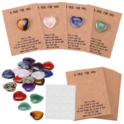 PRICES MAY VARY. Wealth of Expression: exceeding expectations in abundance, our product brings to you 40 hug cards, 40 glue point dots and 40 heart shape natural stones in 8 styles, 5 for each style; This abundant quantity ensures you will have the means to express care and encouragement to many friends, whenever the moment feels right; Dive into a world of ample expression opportunities Quality Materials: the quality of the materials becomes evident upon touch; The hug cards are made of sturdy School Party Favors, Happy Energy, Pocket Hug, Jewelry Making Kits, Relationship Gifts, Gifts For Colleagues, Skills Activities, Fun Gifts, School Parties