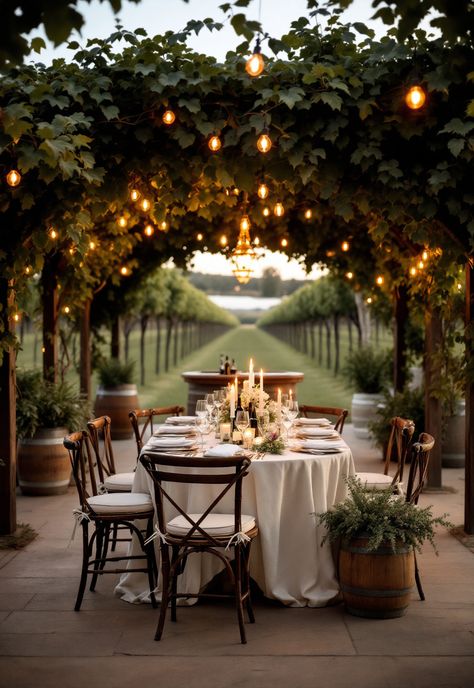 Small Wedding Ideas Winery Reception Ideas, Vineyard Garden Wedding, Fall Wedding Winery, Winter Vineyard Wedding, Romantic Small Wedding, Small Garden Wedding Ceremony, Intimate Wedding Restaurant, Small European Wedding, Modern Vineyard Wedding