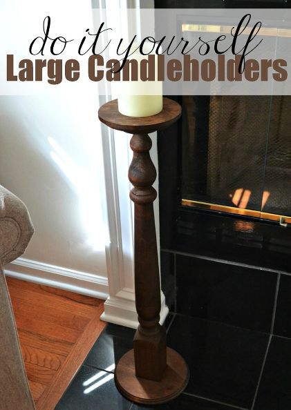 diy large candleholder table leg wood, diy, lighting, woodworking projects Diy Large Candle Holders, Diy Large Candle, Diy Tall Candle Holders, Large Floor Candle Holders, Staircase Post, Floor Candle Holders Tall, Diy Wood Candles, Wood Candle Holders Diy, Floor Candle Stands