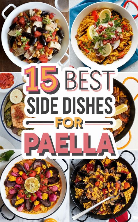 Discover the perfect pairings for your paella 🥘🍷 #foodie #dinnerideas Side Dishes For Paella, What To Serve With Paella, Paella Dinner Party Ideas, Paella Pan Recipes, Paella Sides, Paella Sides Dishes, Spanish Thanksgiving, Vegetarian Paella, Traditional Spanish Dishes