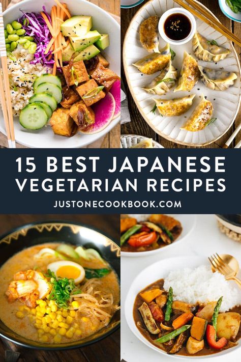 From ramen to gyoza to flavorful curry, you'll find a collection of our most favorite Japanese vegetarian recipes that everyone will love. They are vegan adaptable too. Bookmark the recipes and get ready to satisfy your cravings for all things delicious! #japanesevegetarianrecipes #veganrecipes #vegetarian #vegan | Easy Japanese Recipes at JustOnecCookbook.com Vegetarian Japanese Curry, Japanese Vegetarian Recipes, Vegetarian Japanese, Vegetarian Asian, Vegan Japanese, Japanese Dinner, Easy Japanese Recipes, Tofu Dishes, Japanese Recipes