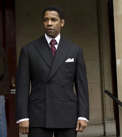 Leonard Logsdail Bespoke on Instagram: “One of about 30 garments I made for Denzel for American Gangster. Lot of fun #american #americangangster #movie #movies #moviecostume” Gangster Suit, American Gangster, Wise Guys, Denzel Washington, Sharp Dressed Man, Well Dressed Men, Suit And Tie, Men Looks, Double Breasted Suit Jacket