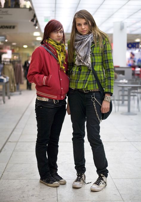 Marika and Ada on hel-looks: “We like tight jeans, Converse and Vans and striped shirts. We would never wear Burberry, beige clothes or big expensive brands. We shop at second hand markets and H&M.” Helsinki Fashion, Beige Clothes, Hel Looks, Expensive Brands, Jeans Converse, Rad Clothes, Striped Shirts, Scene Outfits, Red Girl