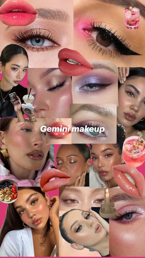 Gemini Mars Hairstyle, Gemini Inspired Makeup, Makeup Based On Zodiac Sign, Gemini Makeup Zodiac Signs, Rising Gemini Makeup, Gemini Venus Outfits Aesthetic, Lilith In Gemini Aesthetic, Gemini Rising Makeup Looks, Gemini Venus Makeup