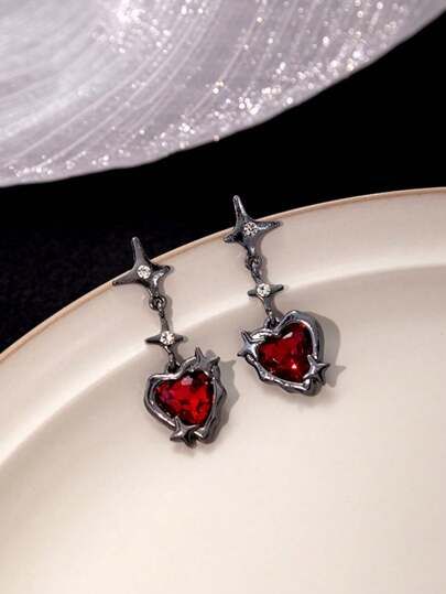 Star Decorations, Rhinestone Heart, Coven, Women's Earrings, Jewelry Accessories, Drop Earrings