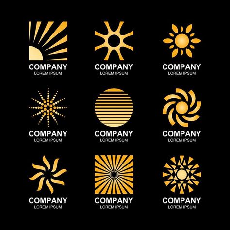 Sun Logo Creative Concept Company Logo Template Golden Logo Design Ideas, Sun Logo Ideas, Sun Logo Design Ideas, Sun Logos, Sunburst Logo, Mall Exterior, Golden Logo Design, Solar Logo, Shine Logo