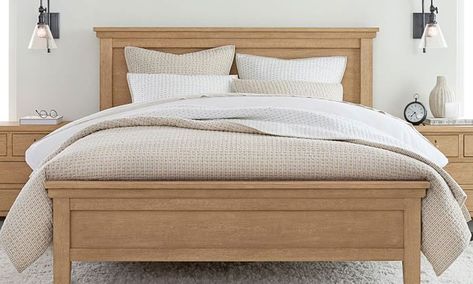 The 36 Best Online Furniture Stores to Buy From Right Now Wood Headboard Bedroom, Pottery Barn Bedrooms, Natural Wood Bed, Light Wood Bed, Simple Bed Designs, Oak Bed Frame, Bed Wooden, Wooden Beds, Pottery Barn Bedding