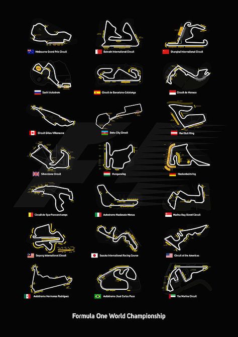 F1 Circuits Digital Art by Afterdarkness f1, formula one, formula 1, f1 grand prix circuits, circuits, f1 circuits, auto racing, racing car, barcelona, monaco, silverstone, hungaroring, hockenheimring, monza, sepang, suzuka , circuit of the americas, mercedes, ferrari, williams, mclaren, lewis hamilton, sebastian vettel, kimi raikkonen, felipe massa, jenson button, fernando alonso, office, office decor, game room, man cave, media room, cafe decor, lobby, bar, pub, cafe, home decor, black Sebastian Vettel Kimi Raikkonen, Lewis Hamilton Sebastian, F1 Circuits, Suzuka Circuit, Racing Wallpaper, Jenson Button, Circuit Of The Americas, Formula 1 Car Racing, Lobby Bar