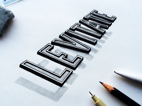 LEVITATE handlettering handdrawn typography lettering 3d Tipografi, Typography Hand Drawn, 3d Typography, Typography Graphic, Types Of Lettering, 3d Letters, Calligraphy Letters, Typography Letters, Typography Art