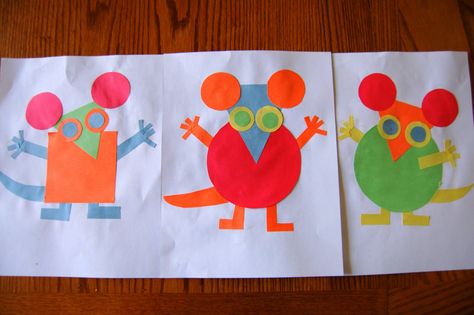 Mouse Shapes activity - great activity to use with Mouse Shapes book Mouse Shapes, Paint Activities, Preschool Shapes, January Ideas, Shape Activities, Mouse Paint, Shapes Kindergarten, Teaching Shapes, Maths Ideas