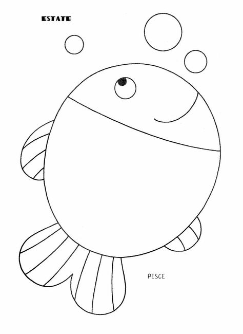 Template Craft, Baby Cartoon Drawing, Fish Template, Easy Art For Kids, Fish Coloring Page, Preschool Classroom Decor, Farm Animal Coloring Pages, Preschool Activities Toddler, Crochet Baby Shoes Pattern