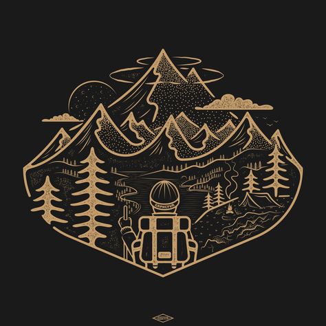 Adventure Graphic Design, Logo Montagne, Desain Buklet, Adventure Design, Adventure Art, Arte Inspo, Retro T Shirt, Nature Tattoos, Hand Drawing