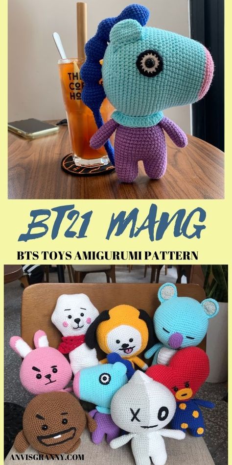 Mang Crochet Free Pattern - BT21 BTS Crochet Patterns Bt21 Pattern, Bt21 Crochet, Crochet Bts, Mang Bt21, Bt21 Mang, Crochet Toys Free Patterns, Diy Crafts Crochet, Dolls Crochet, Crochet Toys Free