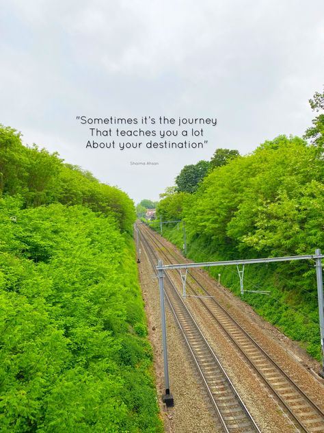 Captions For Train Journey, Train Aesthetic Quotes, Train Captions For Instagram, Train Journey Quotes, Train Quotes, Train Snap, Track Quotes, Nature Photography Quotes, Bts Cake