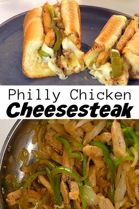 Chicken Steak And Cheese Subs, Philly Cheese Steak With Chicken, Chicken Cheese Steaks, Chicken Cheesesteak Sandwich, Chicken Philly Cheese Steak Sandwich Recipe, Chicken Philly Cheesesteak Skillet, Philly Chicken Sandwich, Chicken Filly Cheese Steak, Philly Cheese Chicken Sandwich Recipe