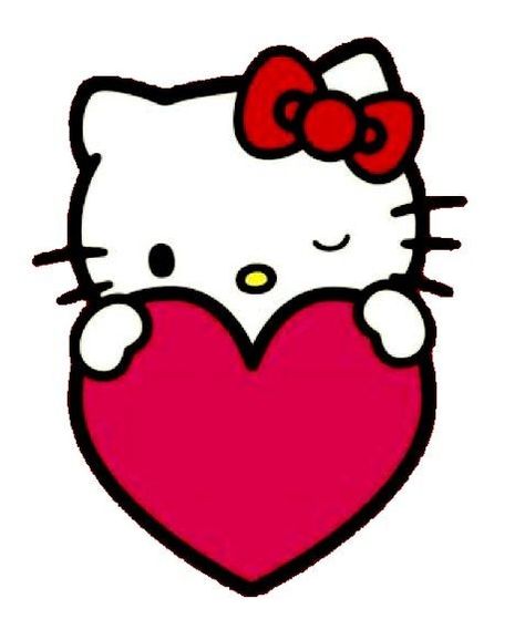 Hello Kitty Blowing Kiss, Holding Heart Drawing, Hello Kitty Holding Heart, Heart Drawing Easy, Hearts Hello Kitty, Hello Kitty With Heart, Drawing Hello Kitty, Hello Kitty Heart, Valentines Toppers