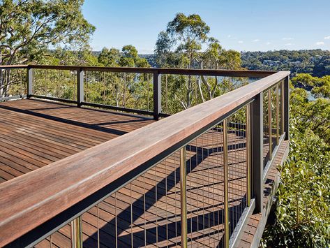 Timber Balustrade, Balustrade Exterior, Balcony Balustrade, Balustrade Ideas Outdoor, Mid Century Deck, Aluminium Balustrades, Wire Balustrade, Wood Deck Designs, Timber Handrail