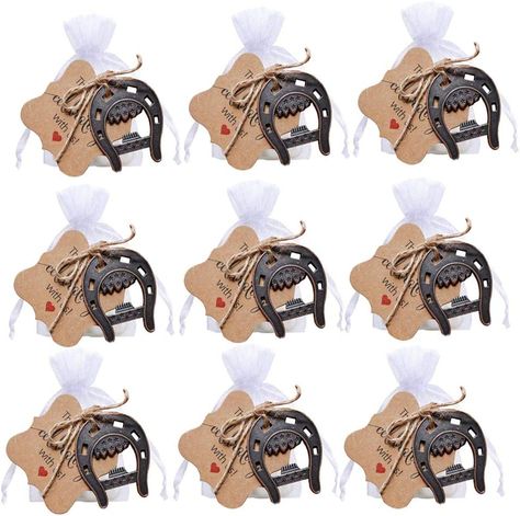 Amazon.com: Bodosac 25pcs Cast Iron Lucky Horseshoes Opener with Tag Cards Sheer Bag for Vintage Wedding Favors Party Favor Decorations : Home & Kitchen Horseshoe Wedding Favors, Cowboy Baby Shower Theme, Western Bridal Showers, Romantic Bridal Shower, Tag Cards, Vintage Wedding Favors, Wedding Bottle Opener, Gift For Guests, Baby Shower Christmas