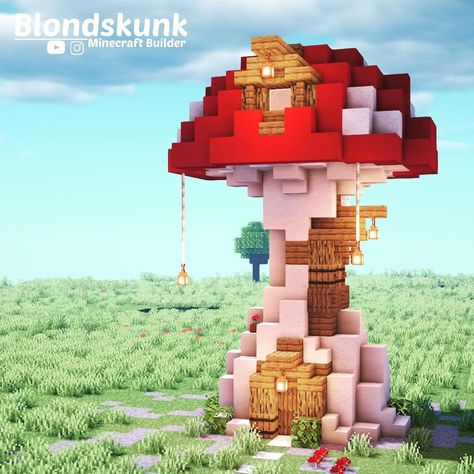 Tiny Mushroom House Minecraft, Mushroom Enchanting Room Minecraft, Minecraft Building Ideas Mushroom House, How To Build A Mushroom House Minecraft, Mushroom Hut Minecraft, Mushroom Build Minecraft, Minecraft Big Mushroom, Mc Mushroom House, Mushroom Home Minecraft