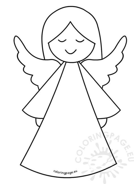 Angel Drawing Easy, Angel Outline, Angel Coloring Pages, Only Angel, Thanksgiving Clip Art, Tattoo Coloring Book, Teacher Board, Ornament Template, Christmas Angel Ornaments