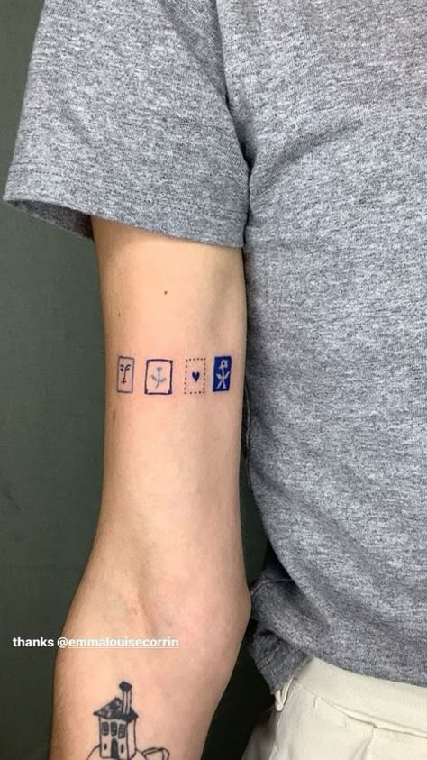 Quilt Square Tattoo, Inverse Tattoo, Emma Tattoo, Tile Tattoo, Unique Minimalist Tattoo, Hidden Tattoo, Square Tattoo, Lower Arm Tattoos, Artsy Tattoos