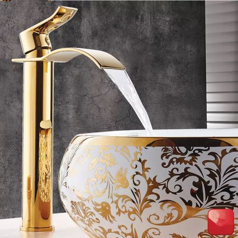 Look what I found on AliExpress Waterfall Sink Faucet, Brass Bathroom Faucet, Brass Bathroom Faucets, Bathroom Faucets Waterfall, Faucet Bathroom, Turkish Tiles, Brass Sink, Faucet Design, Vessel Sink Faucet