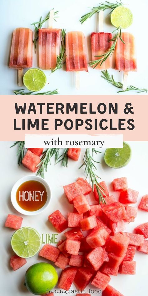 Watermelon Lime Popsicles, Frozen Summer Treats, Juice Popsicle Recipes, Watermelon Popsicle Recipes, Fruits Popsicles, Honey Popsicles, Popsicles Photography, Peanut Butter Oat Balls, Real Fruit Popsicles