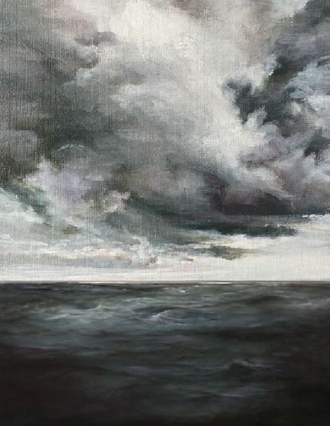 Stormy Water Painting, Stormy Sea Acrylic Painting, Cloudy Landscape Painting, Foggy Ocean Painting, Gray Sky Painting, Stormy Sea Watercolor, Stormy Ocean Watercolor, Stormy Weather Painting, Stormy Beach Painting