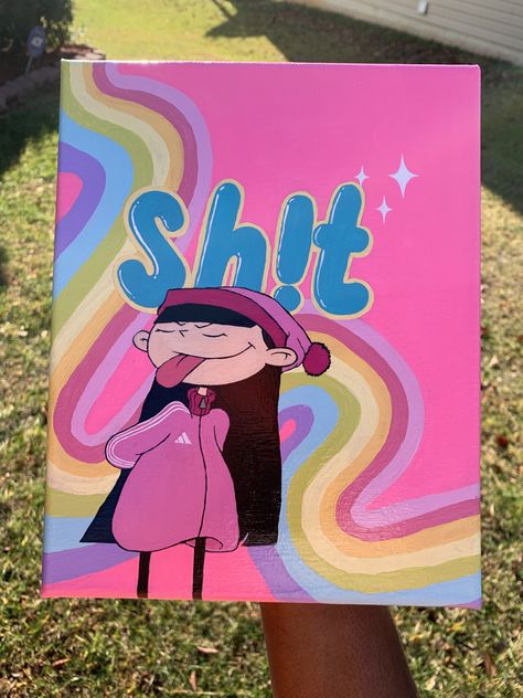 90s Art, Retro Painting, Trippy Painting, Hippie Painting, Simple Canvas Paintings, Cute Canvas Paintings, Canvas Drawings, Easy Canvas Art, Cartoon Painting