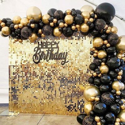 Shimmer Wall Backdrop, Deco Ballon, Sequin Wall, Black And Gold Balloons, Birthday Party Background, Gold Backdrop, Sequin Backdrop, Shimmer Wall, Wedding Bachelorette Party