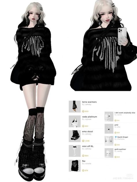 Imvu Cute Outfits, Cheap Imvu Outfits, Y2k Imvu Outfits, Imvu Y2k Outfits, Fit Imvu, Imvu Avatar Ideas, Imvu Outfits Ideas, Imvu Fits, Emo Outfit Ideas