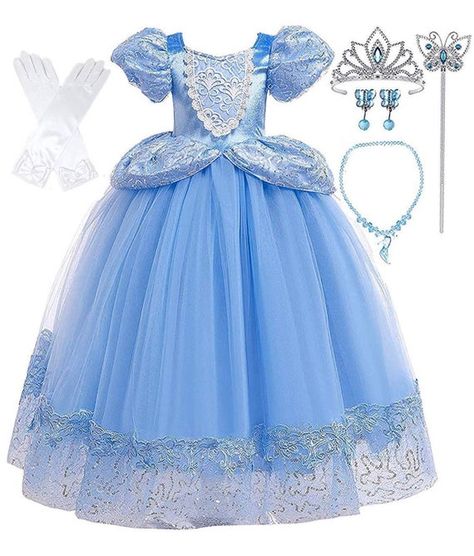 Cinderella Birthday Dress, Princess Dresses Kids Ball Gowns, Halloween Cinderella, Cinderella Inspired Dress, Cinderella Dress For Girls, Princess Dresses Kids, Toddler Costumes Girl, Fluffy Dress, Cinderella Blue