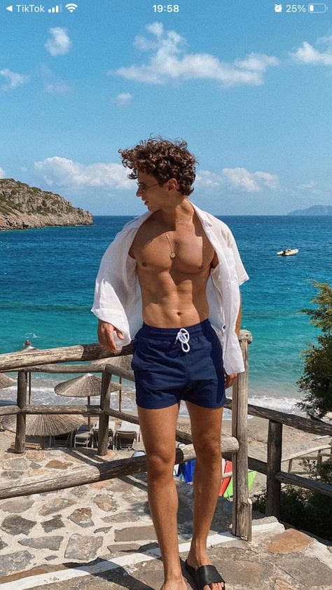 Beach Outfit Men Swimwear, Classy Style Outfits, Swimwear Aesthetic, Beach Outfit Men, Men Swimwear, Mens Hairstyles Thick Hair, Beach Fits, Beach Pictures Poses, Guys Clothing Styles